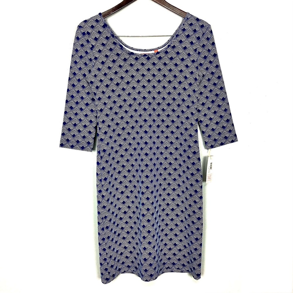 Persifor Kilpatrick Olafer Knit Dress Women’s Size S Bleu Geo Print Scoop Neck
